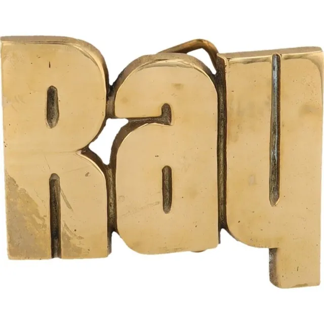 New Brass Ray Raymond Raymie Name Tag Hippie Hippy 1970s NOS Vintage Belt Buckle