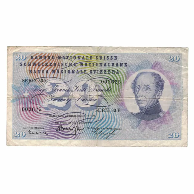 [#144773] Banknote, Switzerland, 20 Franken, 1963, 1963-03-28, KM:46j, VF(30-35)