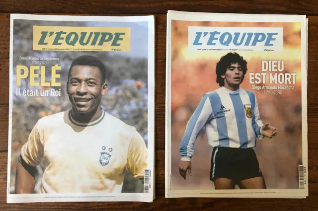 Journal L'Equipe - Pelé et Maradona - Il Etait un Roi - Dieu est Mort