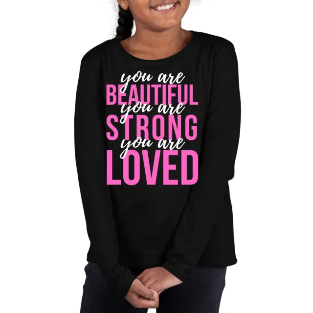 Girls Graphic T-shirt, You Are Beautiful Strong Loved Inspiration