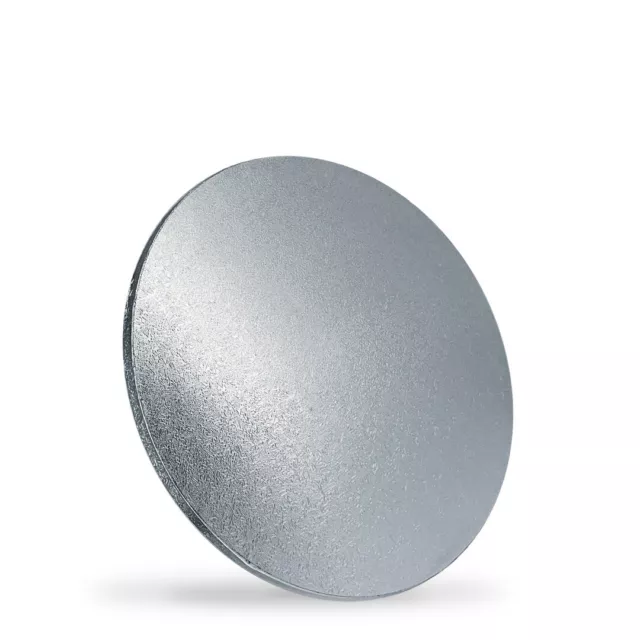 Cake Board 10 Inch Round Silver Foil Covered 12mm Thick Drum Single Pack of 5