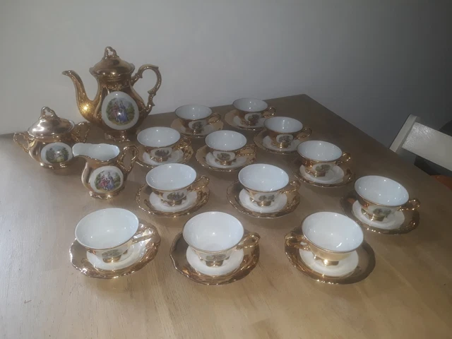 Service a Cafe  Bavaria handerbeit Fragonard Dore A L Or Fin 22k