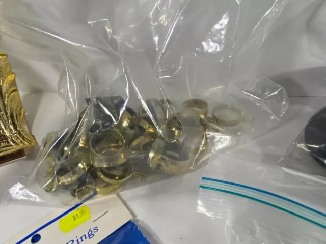 Asst Lot Drapery Rings Brass Stanley Wright Pull Back Bracket Curtain Tie Draw 2