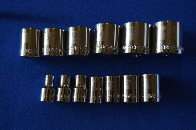 Craftsman Easy Read Laser and Etch 13 PC 3/8 Drive SAE 6 PT Sockets 1/4"-1"  487