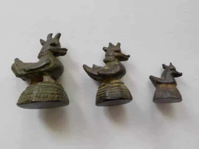Set/3 Antique Burmese Bronze Mythical Duck Opium Weights
