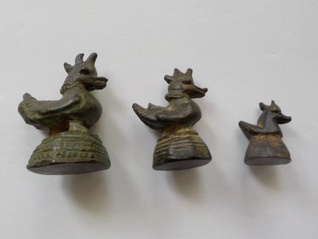 Set/3 Antique Burmese Bronze Mythical Duck Opium Weights