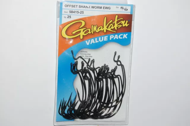 gamakatsu 5/0 offset ewg shank worm tube senko hook 25 extra wide gap 58415-25