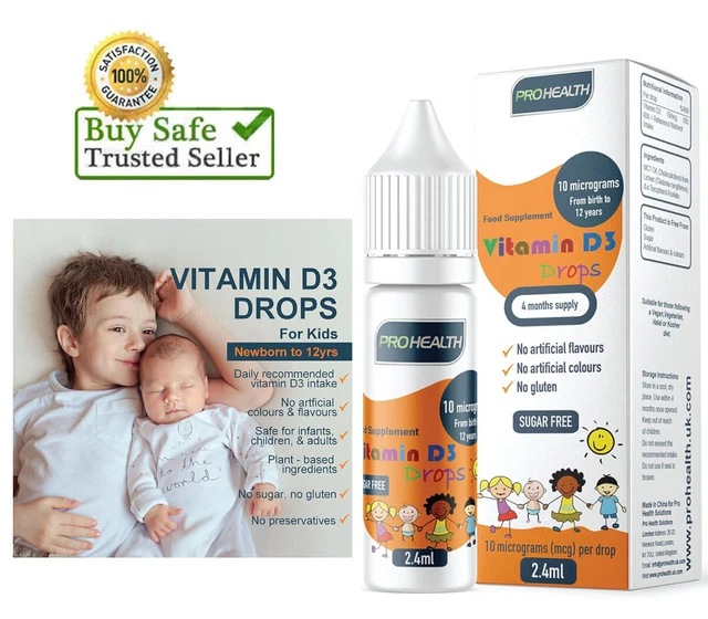 VEGAN BABY VITAMIN D3 Drops Formulated for NHS, 120 Drops 10µg, 4Month Supply & £9.99 PicClick UK