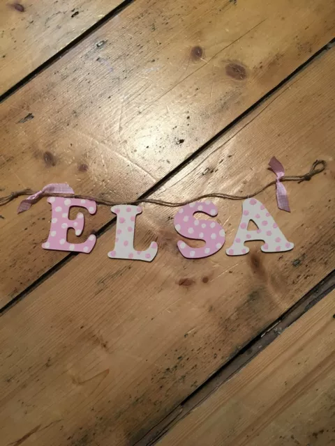 Hand Made Wooden Personalised Shabby Chic baby 4 letter ANY NAME Girl Any Colour