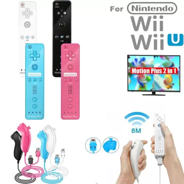 2024 Für Original Nintendo Wii/Wii U 2 & 1 Remote Motion Plus Nunchuk Controller