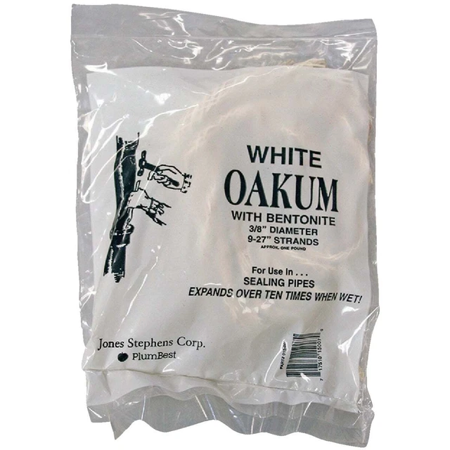 Jones Stephens 1 Lb. White Oil Oakum, 3/8 In. Dia x 9 In. - 27 In. Strands Jones