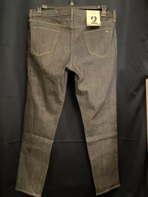 Rag & Bone Jeans Mens Raw Black Standard Issue Fit 2 Slim Leg Denim Button 38x32 2
