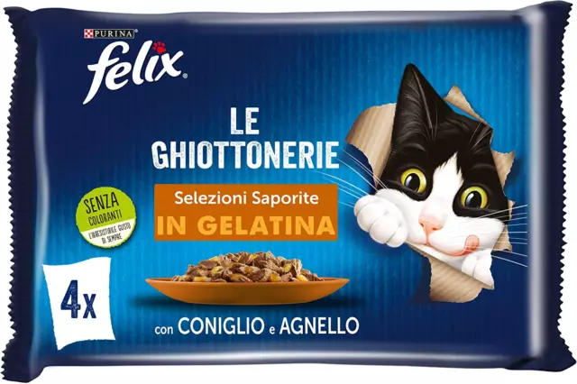 Cibo per Gatti in Gelatina con Coniglio e Agnello 48 Buste da 85g Mangime Umido 3