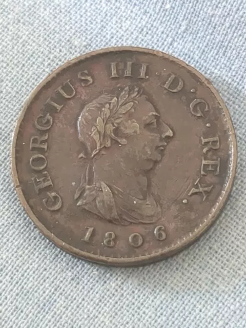 1806 King George Iii Copper Farthing Coin High Grade