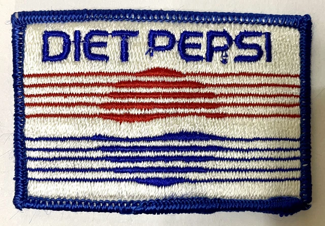 Vintage Diet Pepsi Embroidered Patch 1987 Red White Blue Lines Logo Unused