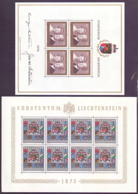 Liechtenstein 1973/1974 - 2 Kleinbögen MiNr. 590 + 614 postfrisch (441)