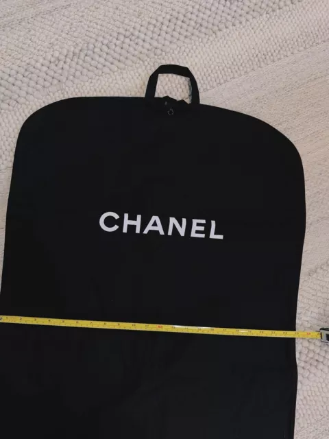 New CHANEL black canvas travel storage coat / long dress zip garment bag 23*63