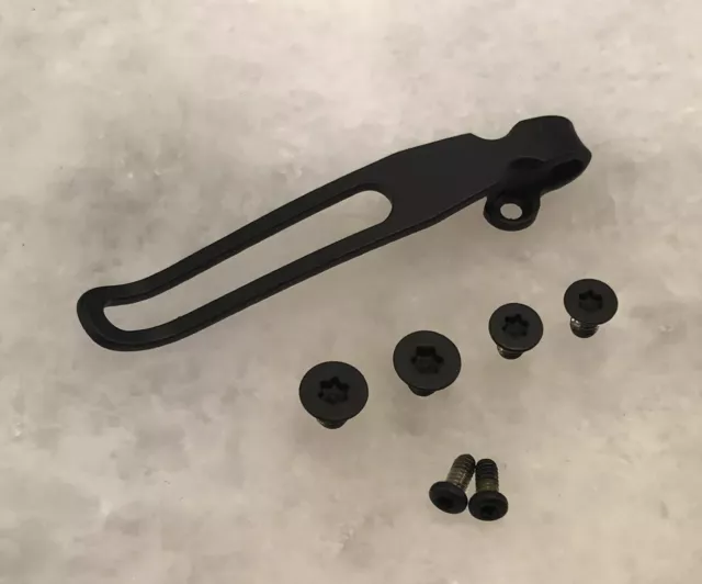 Black Titanium Deep Carry Pocket Clip & Black Screws Set For Spyderco Para 3