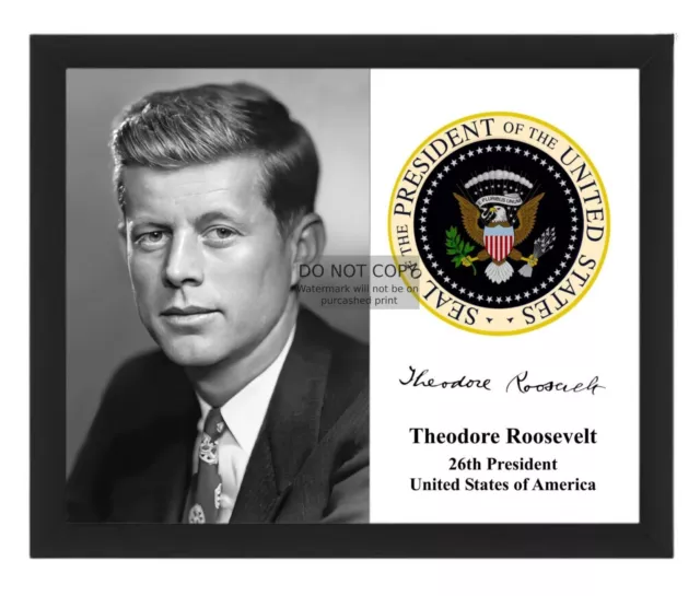 Young President John F. Kennedy Jfk Portrait Presidential Seal 8X10 Framed Photo
