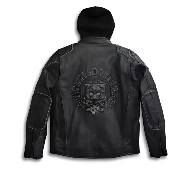 Men’s Harley Davidson 3 in 1 Skull Genuine Cowhide Biker Leather Jacket