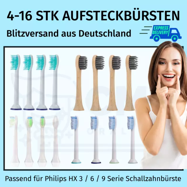 4-16 Ersatzbürsten für Philips Sonicare Aufsteckbürsten - Modellauswahl