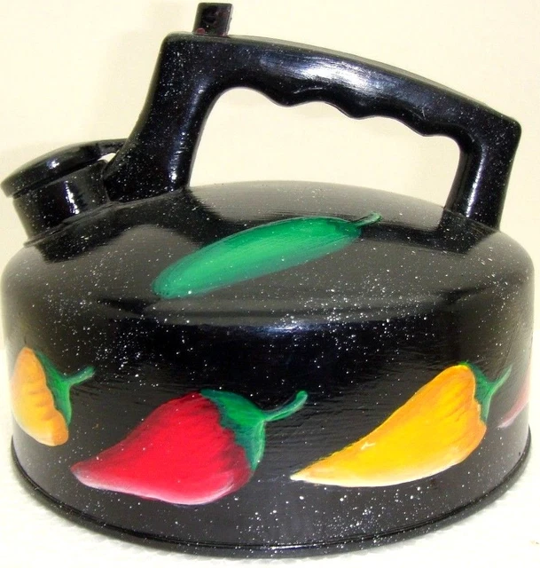 VTG Rustic Southwest Farmhouse Hand Painted Decorative Whistling Tea Kettle Pot
