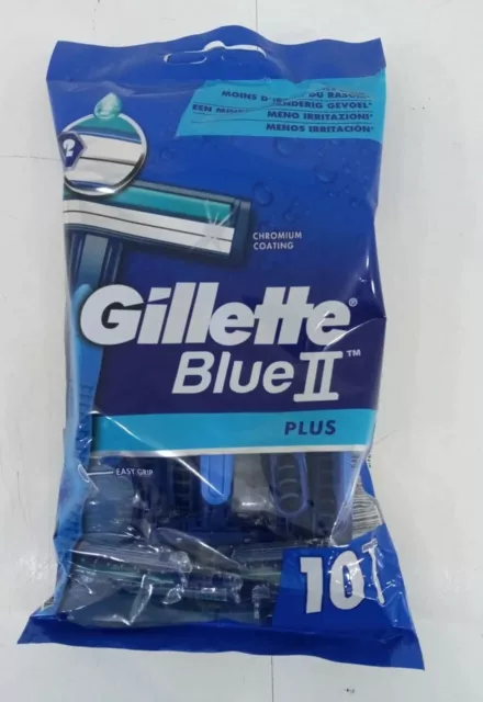 Lot de 50 Rasoirs Jetables Gillette Blue II Plus Homme - 5 Sachets de 10 Neufs