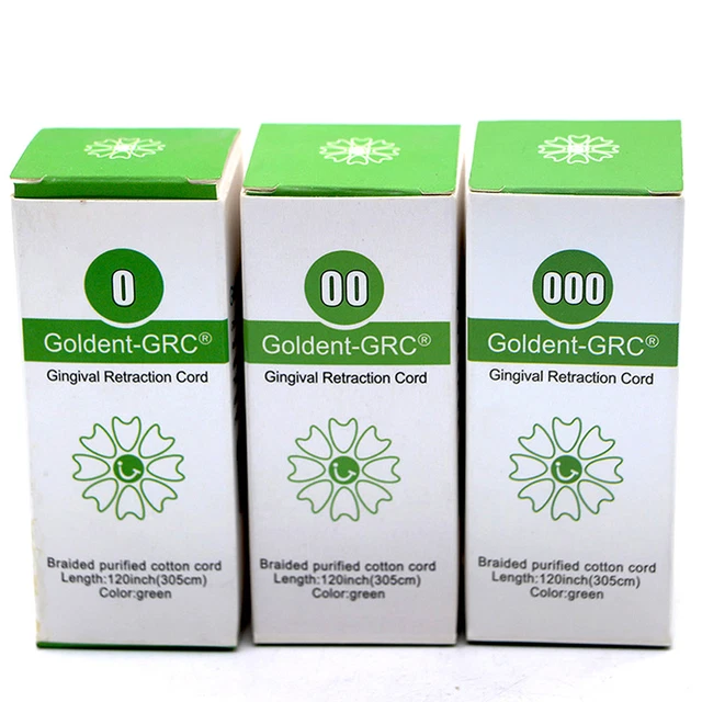 5 BOTTLES DENTAL Goldent GRC Gingival Retraction Cord size 0 00 000