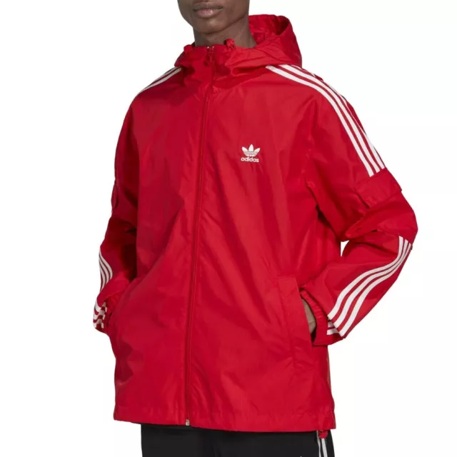 Veste Coupe-vent Rouge Homme Adidas 3-stripes Wb Fz