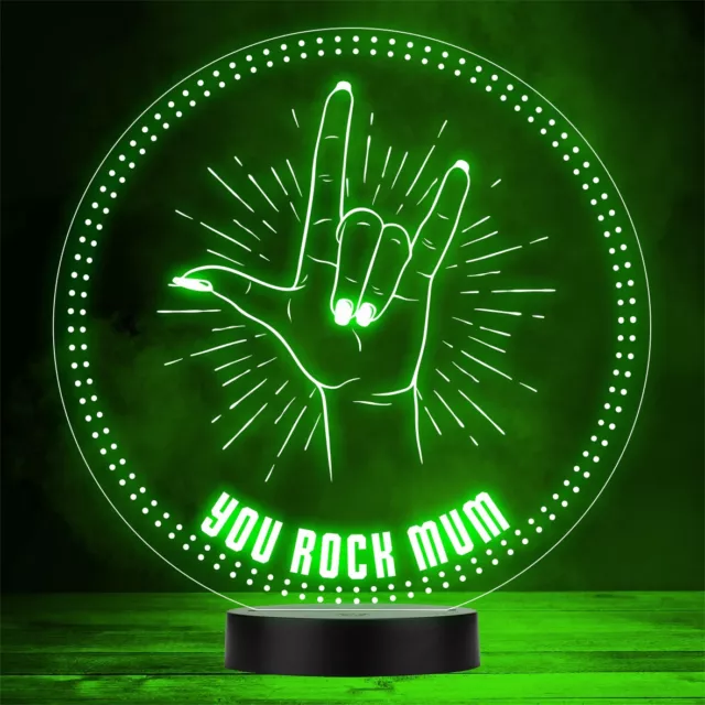 You Rock Mum Rockstar Hand Mother's Day Personalised Gift Colour Night Light