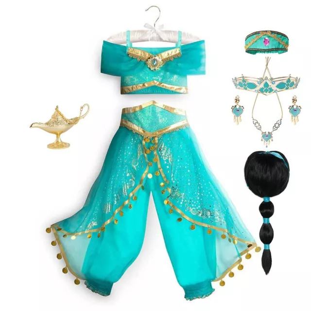 NIÑA PRINCESA JAZMÍN Vestirse Traje de lujo Aladino Cosplay Disfraz Fiesta  EUR 32,93 - PicClick IT