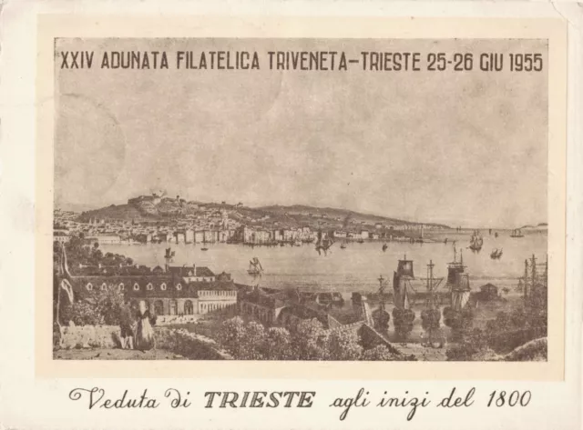 Cartolina XXIV ADUNATA FILATELICA TRIVENETA - Trieste 1955 FG Firma E. Ghiglione