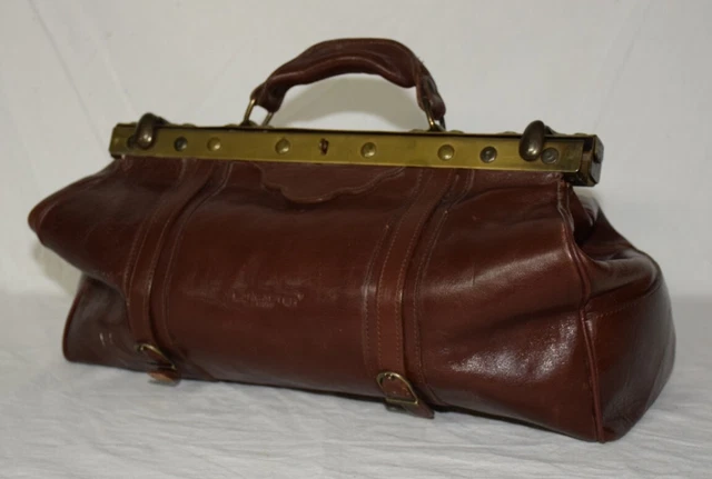 vintage HEBAMMENTASCHE Lancaster Paris - Handtasche echt Leder Damen Arzttasche 2