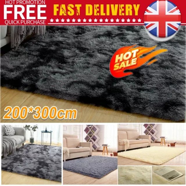 Fluffy Rugs Anti-Slip Large Shaggy Rug Super Soft Mat Living Room Bedroom Carpet