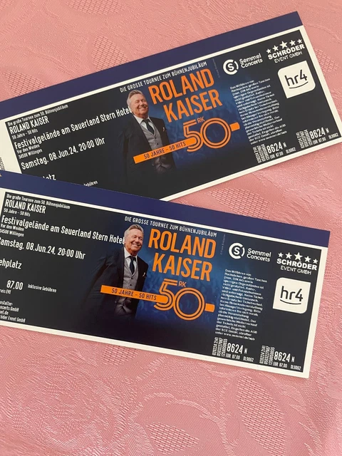 ZWEI EINTRITTSKARTEN FR Roland Kaiser In Willingen Am Samstag, 08.06.