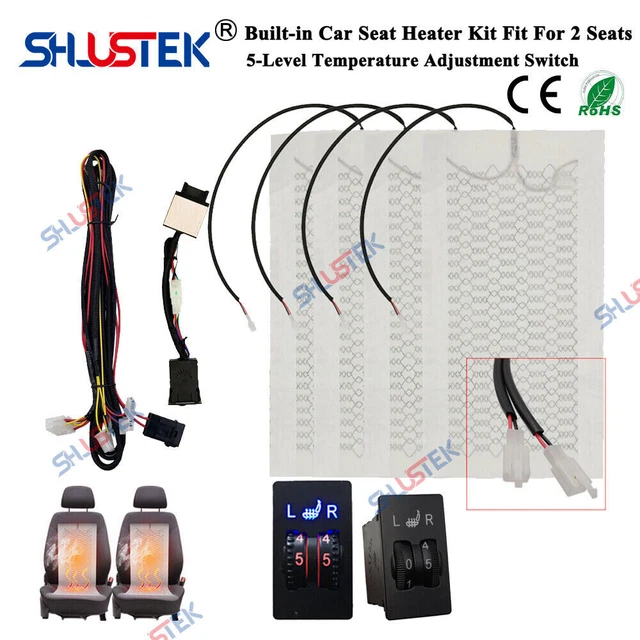 Universal Car Seat Heater Fit 2 Seats Fast Heating Pad Dual Control Switch 12V