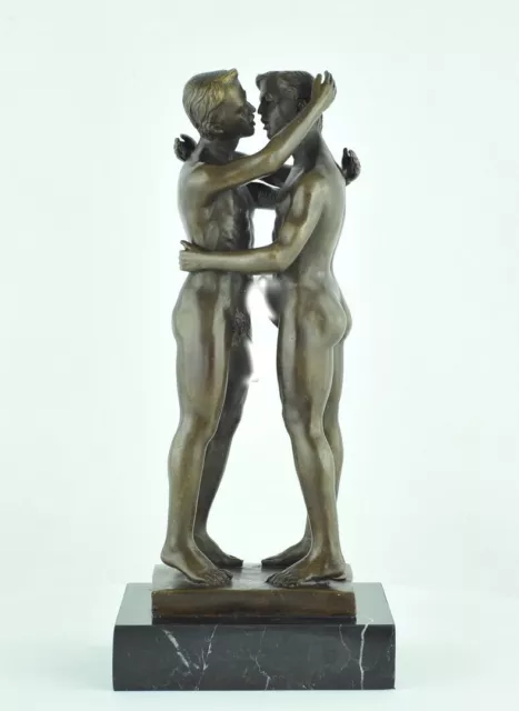 Statue Sculpture Twosome Sexy Art Deco Style Art Nouveau Style Bronze Signed