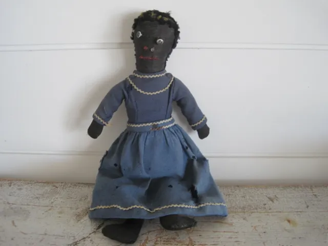 19th Century Primitive Wonderful Hard Stuffed Hand Made Cloth Rag Doll AAFA