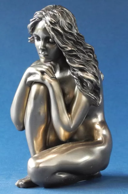 Estatuilla De mujer Escultura Bronce chica sentada Desnuda Veronese Decoración