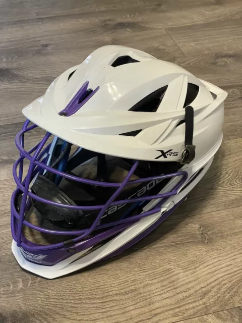 Cascade XRS Lacrosse Helmet Adult White w/ Purple Mask EUC