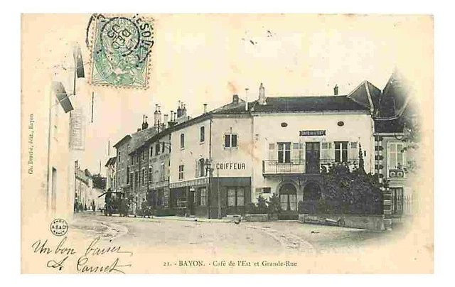 54 - Bayon - Caf� de l'Est et Grande Rue - Cursor - Animee - Carriage - Cheva