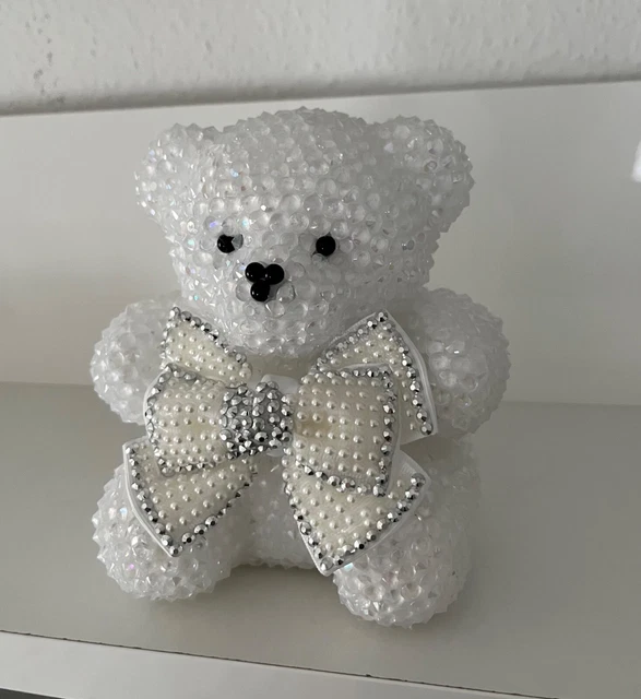 Unikat Handmade Bär Geschenk Geburt Taufe Baby Weihnachten weiß transparent