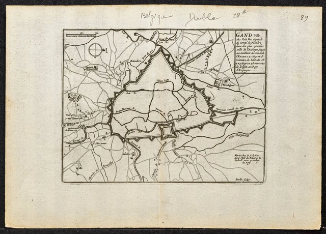 Ancienne Carte Du Fort De Charlemont à Givet - Gravure D'époque Par Nicolas De Fer - 1694