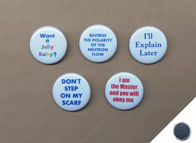 Doctor Who 1.25" Quote Magnets 3rd 4th Scarf, Jelly Baby, Polarity, Master Repro