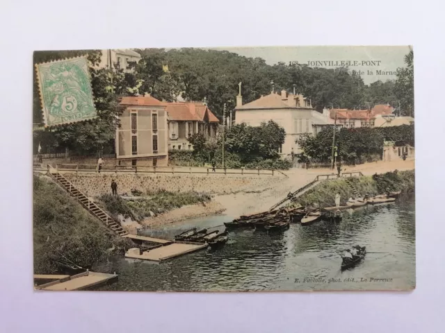 Carte Postale Ancienne 94 - JOINVILLE le PONT en 1908 QUAI de la MARNE Canotage