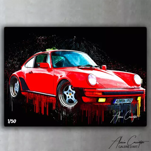 Porsche Painting Wall Art Vintage Car Poster Watercolor Canvas Framed Wall Decor