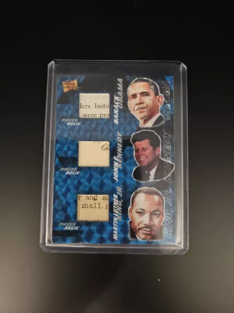 BARACK OBAMA  JOHN F KENNEDY  MLK KING JR Pieces of the Past TRIPLE Relic 1/1