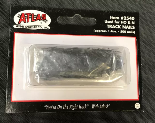 Atlas #2540 N-scale or HO-scale 1/2" TRACK NAILS - approx 500 (1.4oz package)