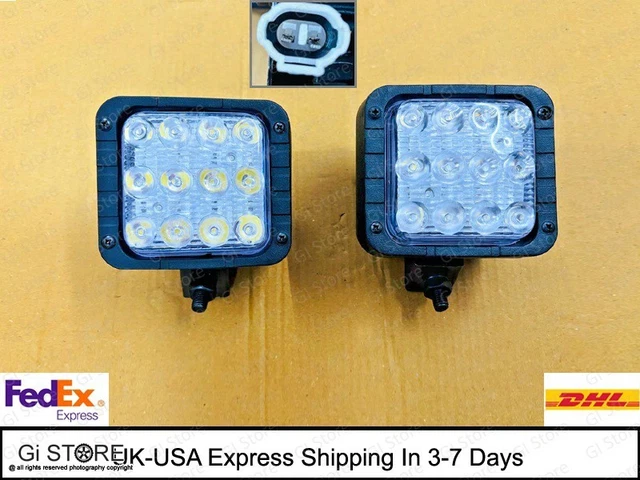 Pair Of 12V LED Flood Beam Work Lights – For Case, Cat, Gehl Skid
