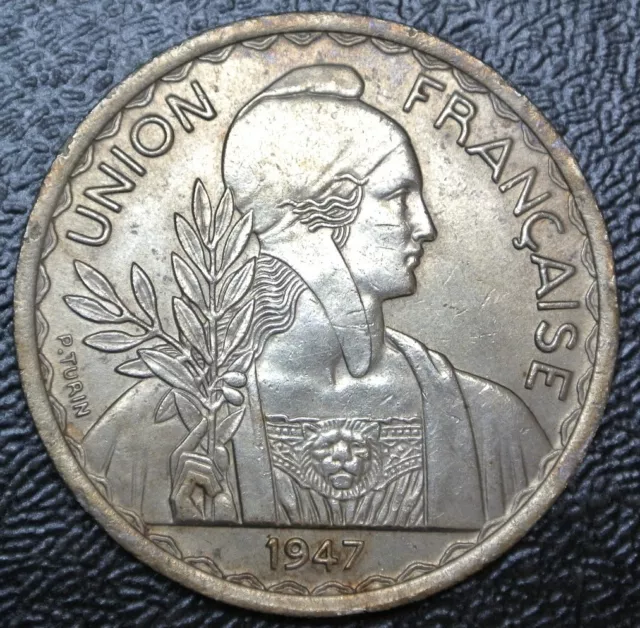 1947 FRENCH INDOCHINA - 1 PIASTRE - COPPER-NICKEL - Nice HIGH GRADE
